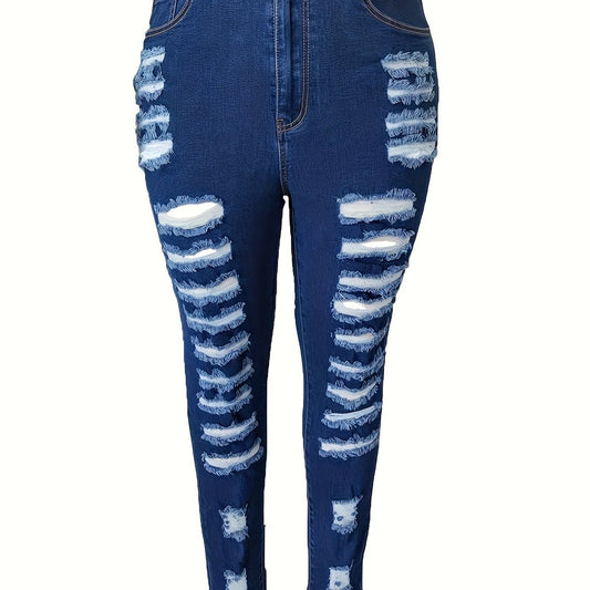  Solid Ripped High Rise Skinny Jeans