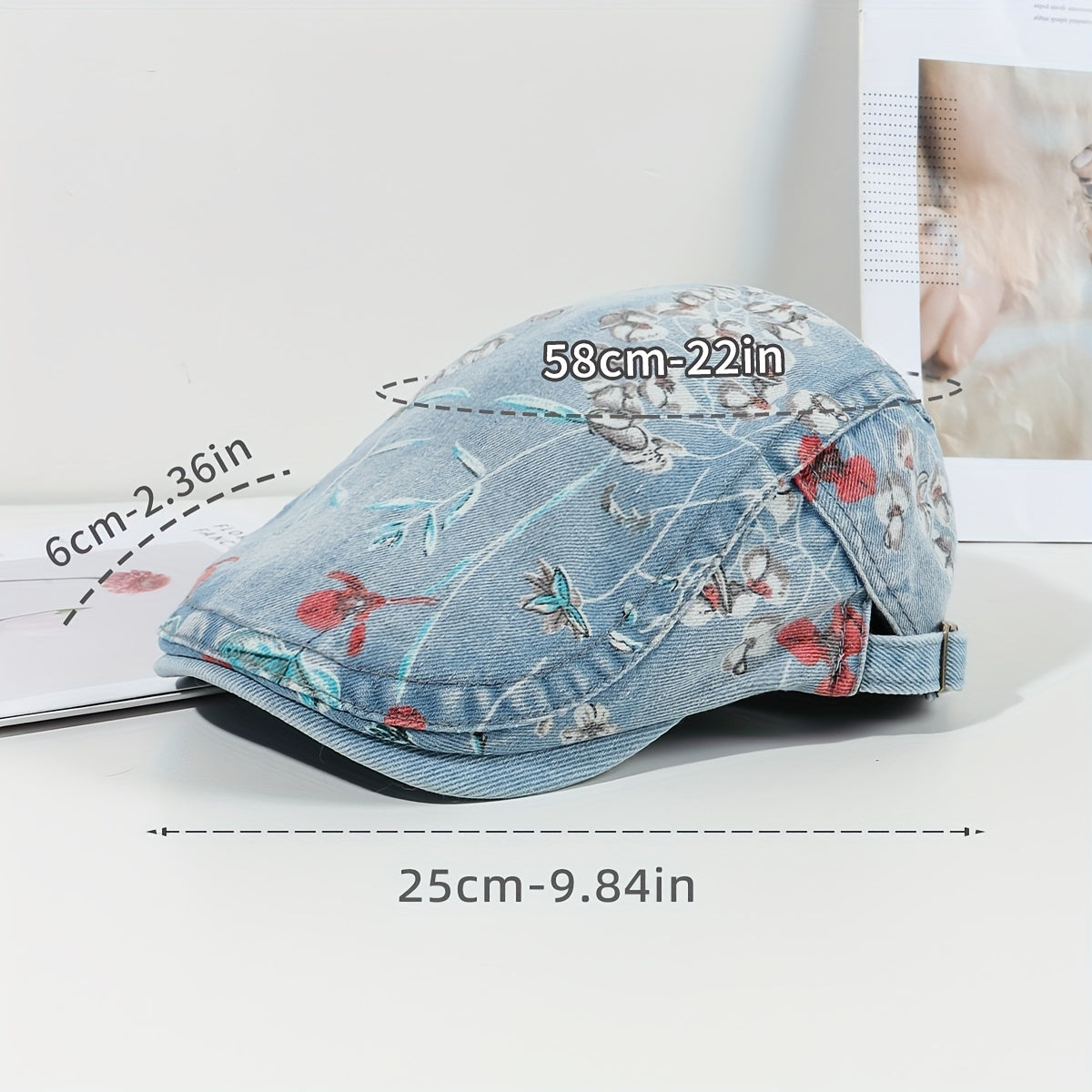 Y2K Washed Denim Newsboy Hat Beret Vintage Lightweight British Style Painter Hat