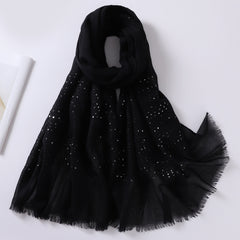 Hot Stamping Frayed Edge Scarf Solid Shawl Hijab Classic Turban Head Wrap