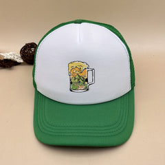 Summer Wine Glass Mesh Hat Hot Stamping Sponge Mesh Hat