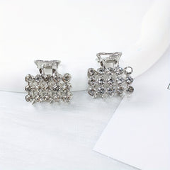 4pcs Mini Rhinestone Hair Claw Set Square Rectangular Hair Clip Accessories