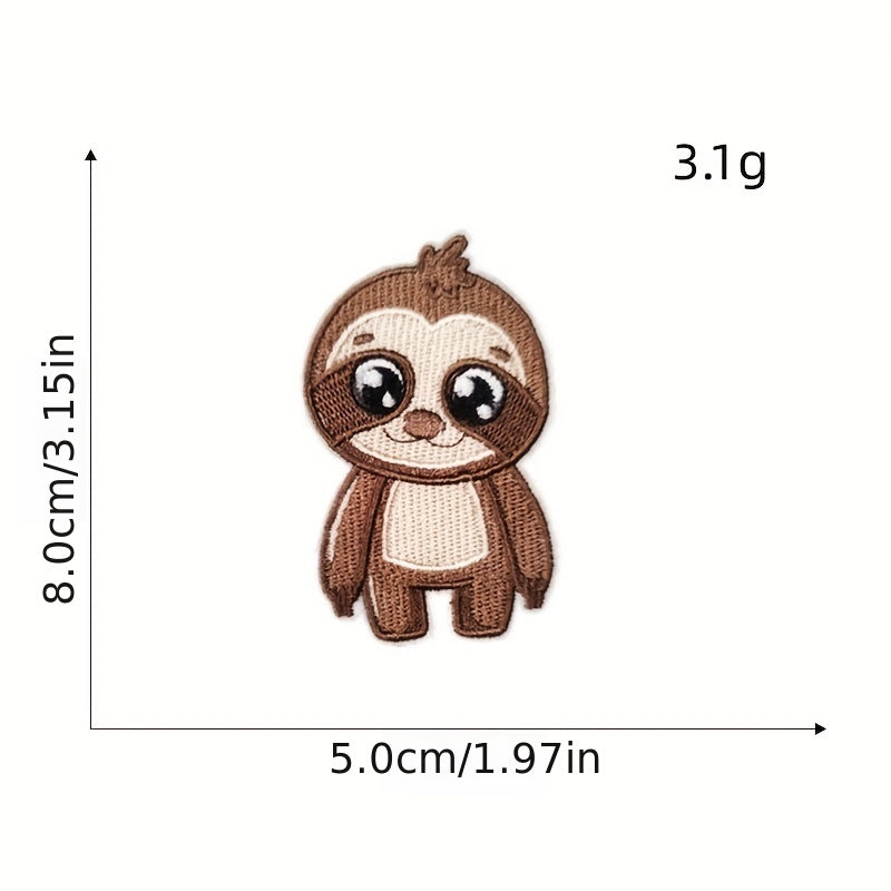 8pcs Sloth Iron On Patches Embroidered Applique DIY Crafts Clothing Jacket Jeans