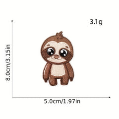 8pcs Sloth Iron On Patches Embroidered Applique DIY Crafts Clothing Jacket Jeans