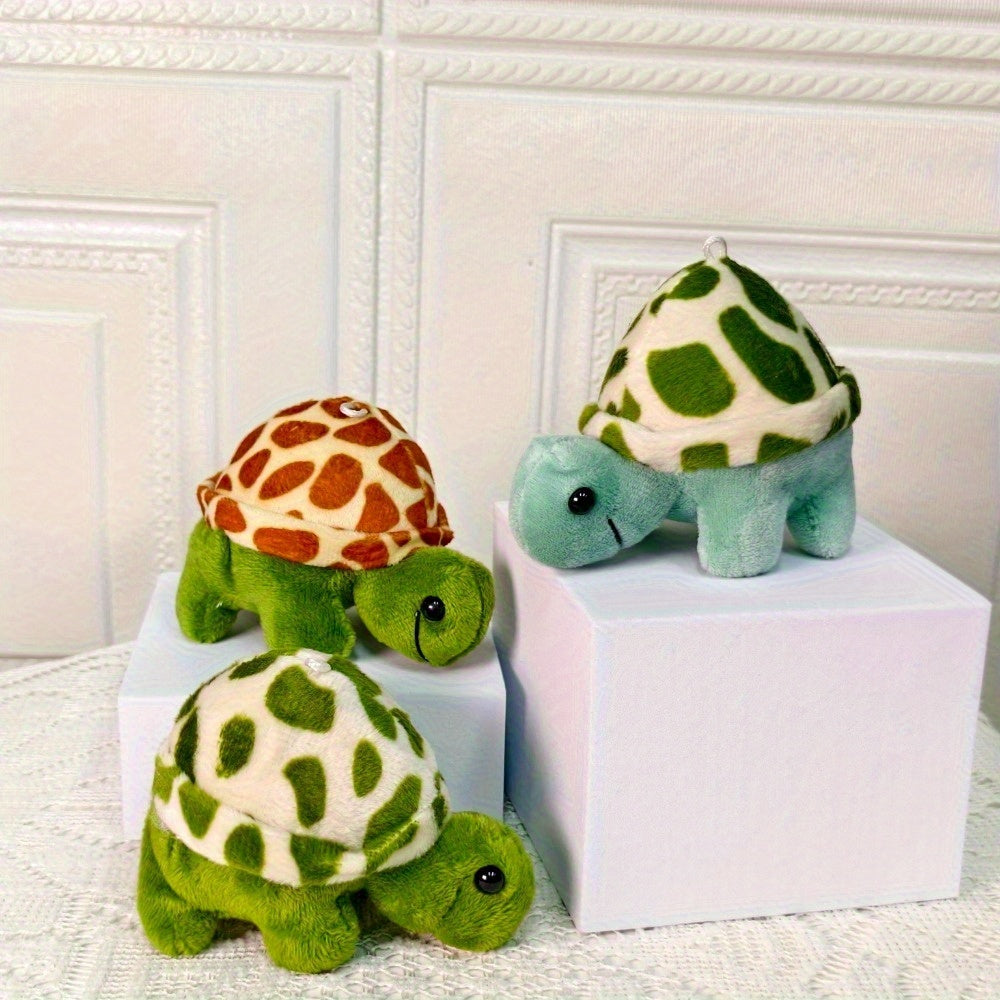 Cute Plush Tortoise Keychain Soft Green Shell Orange Patterns Backpack Accessory