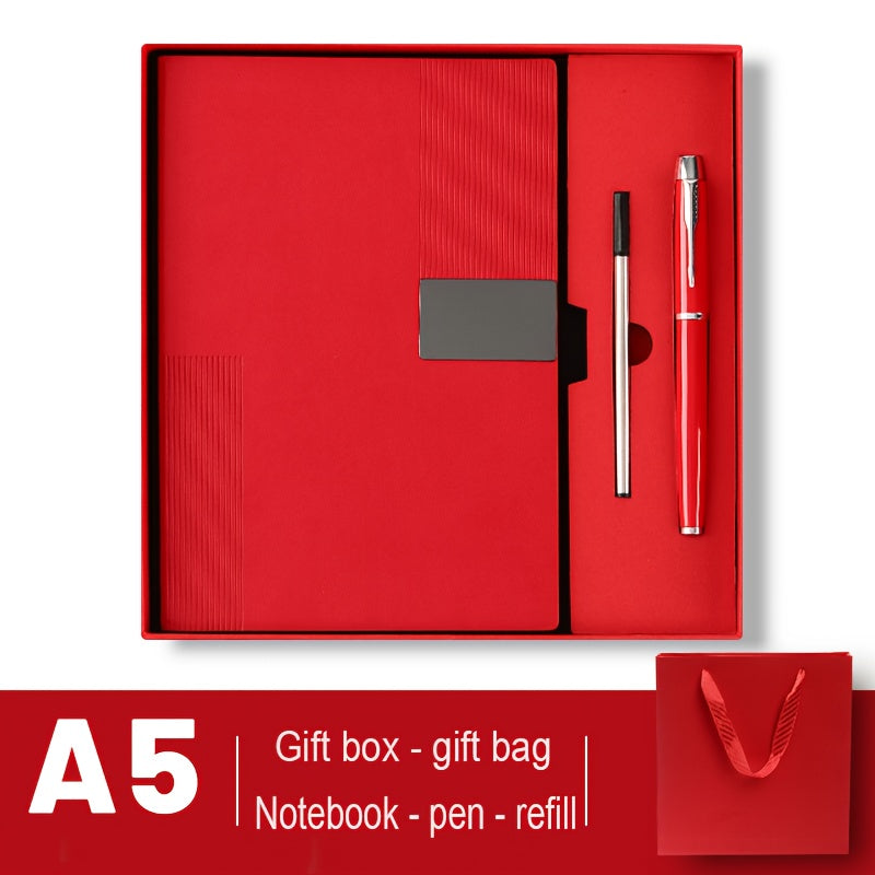 Personalized A5 Faux Leather Notebook Gift Set with Bookmark