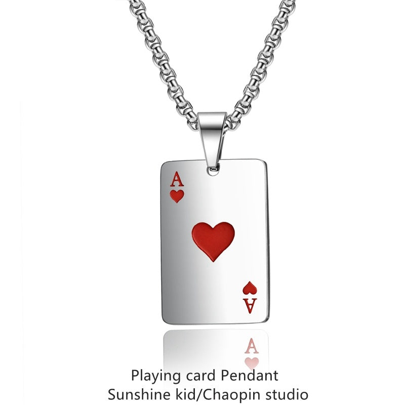 Hip Hop Ace Poker Spades Pendant Chain Necklace