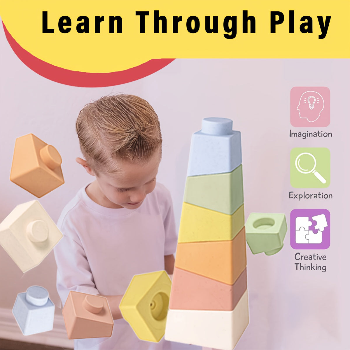 Colorful PVC Stacking Blocks Tower for Kids