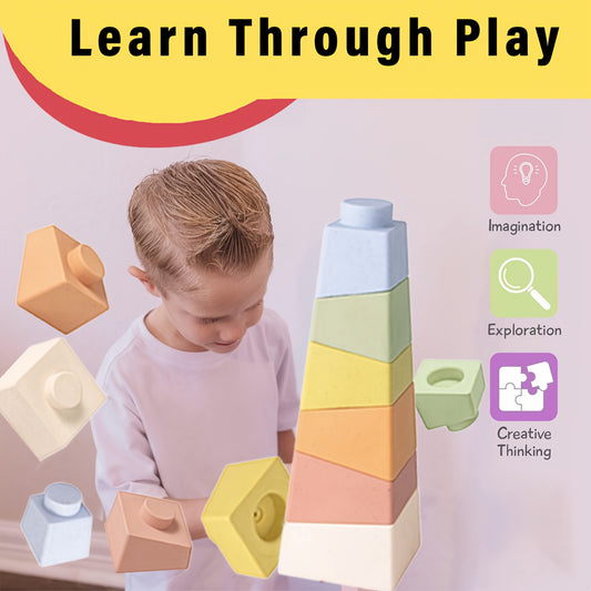 Colorful PVC Stacking Blocks Tower for Kids