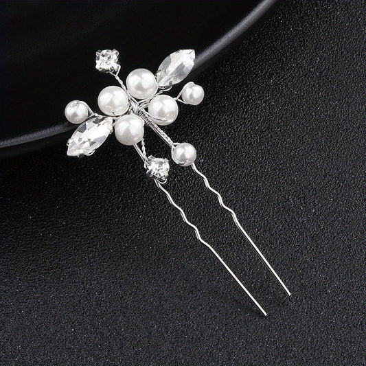 Faux Pearl & Rhinestone Hair Pin Wedding Accessory