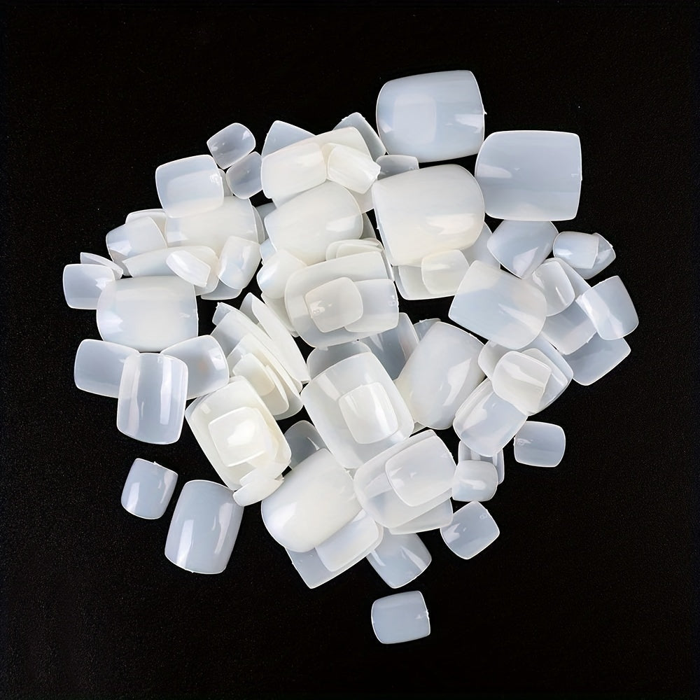 100PCS Short Square Full Cover Acrylic Press On Toenails