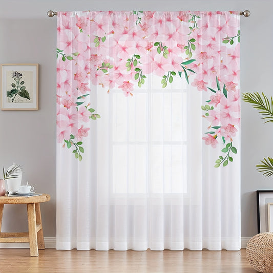 Chic Pink Flower Sheer Curtain: Refresh Your Space