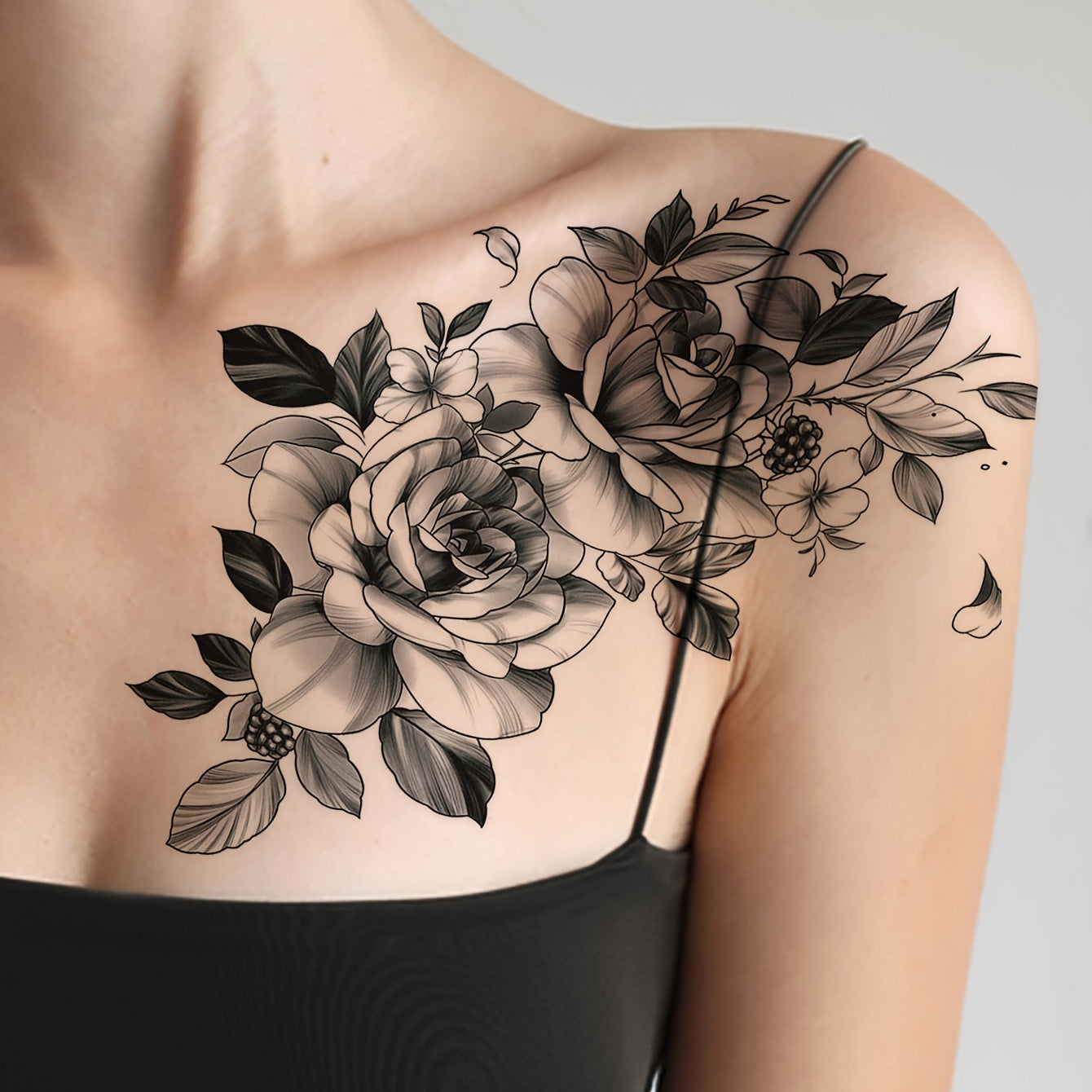 Waterproof Floral Arm Tattoo Stickers Lasting 2-5 Days Realistic Design