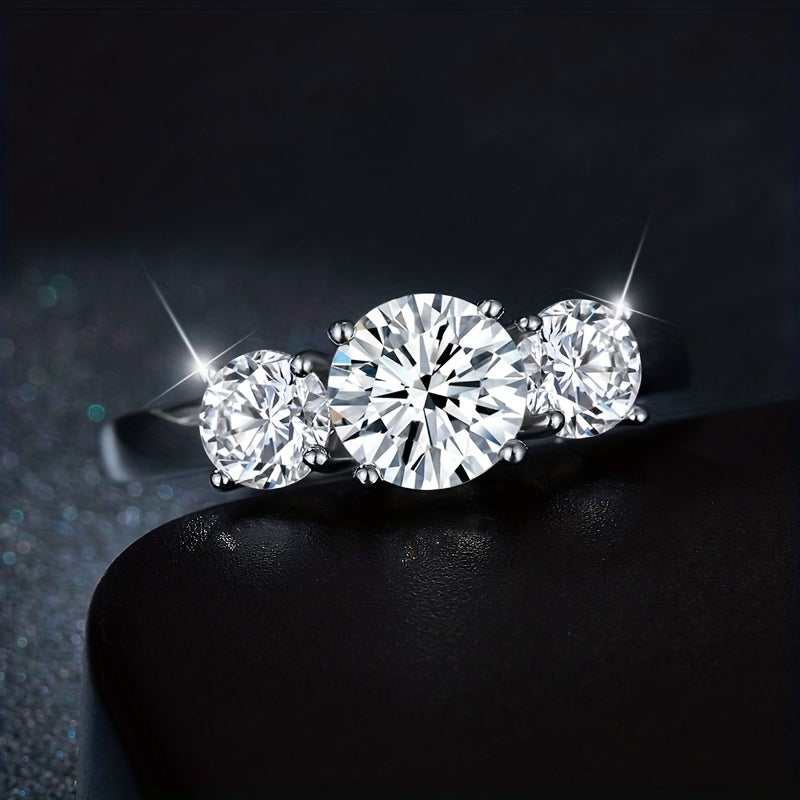 Three Stones 2CT Moissanite Ring S925 Sterling Silver Ring For Women
