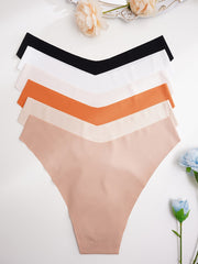 6pcs Seamless Solid Panties Low Waist High Stretch Underwear Lingerie
