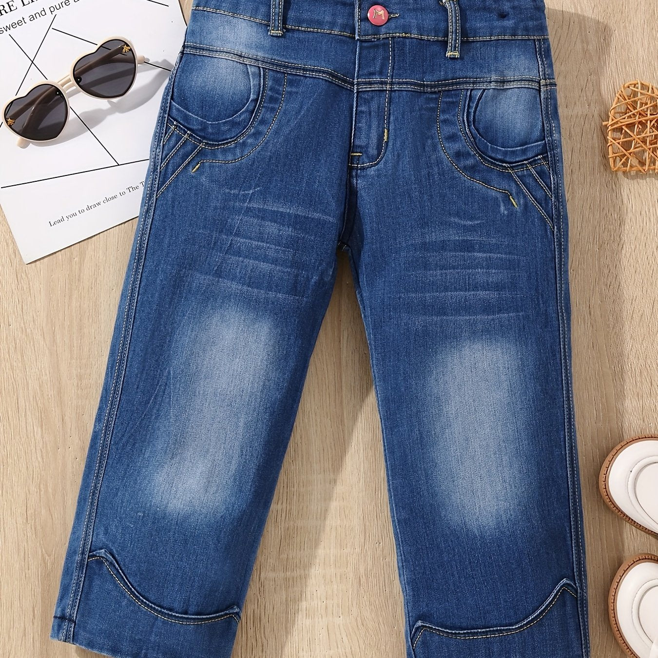 Girls' Funky Casual Jeans Cropped Denim Capris Trousers