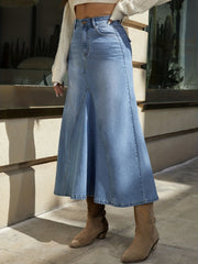 High Waist Maxi Denim Skirt Y2K Style