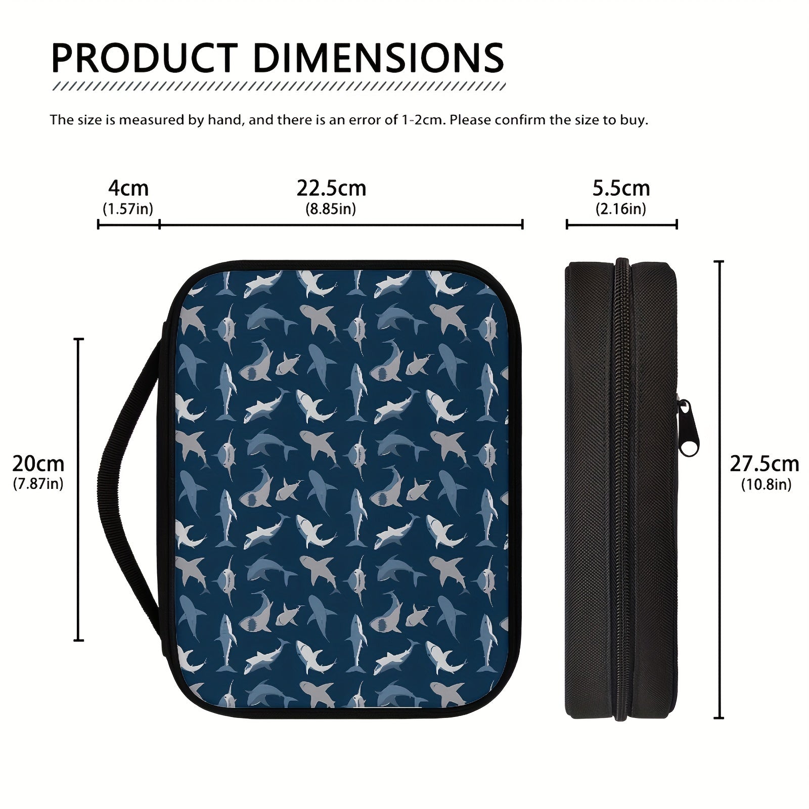 Cartoon Shark Print Bible Cover For Students Women Portable Bible Tote Bag