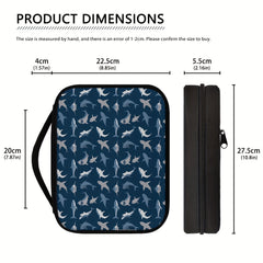 Cartoon Shark Print Bible Cover For Students Women Portable Bible Tote Bag