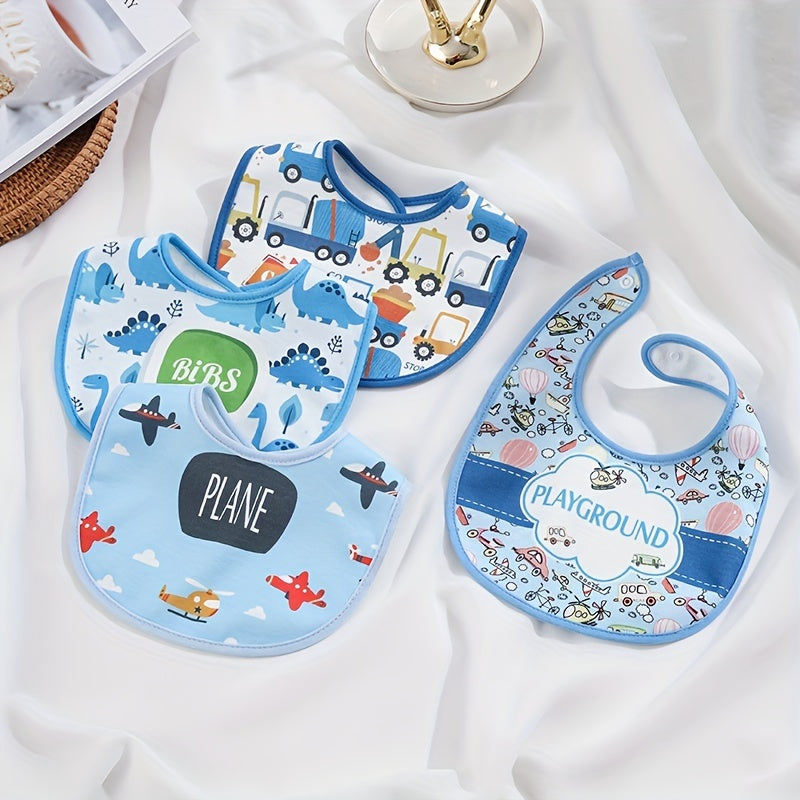Boys Cartoon Cotton Bib Reusable Towel Bib Cloth Absorbent Skin-friendly Bib