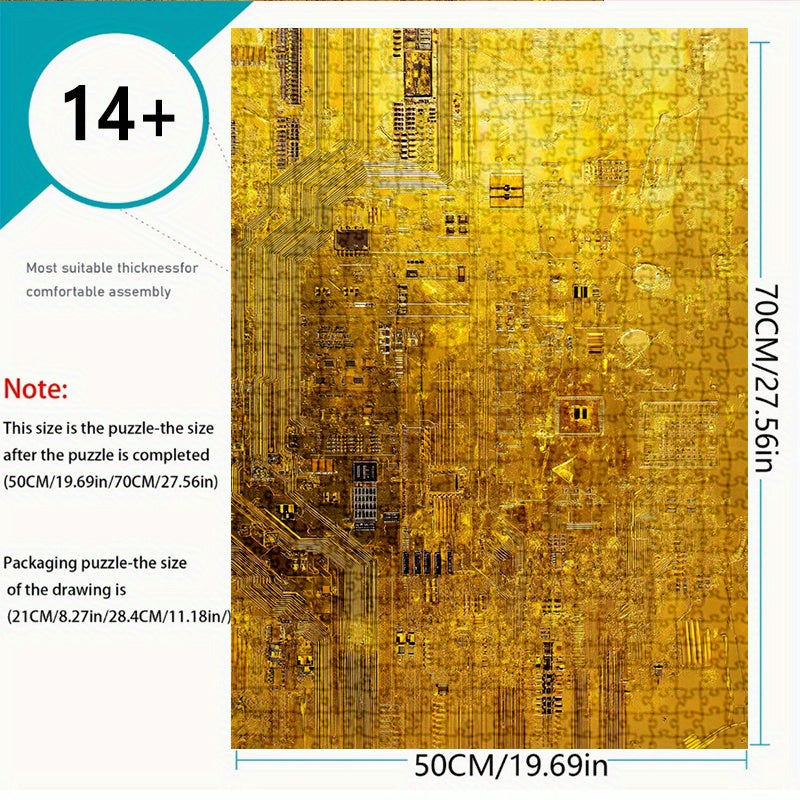 1000pcs DIY Puzzle Klimt Inspired Golden Circuit 50 04x70 Thick & Durable Paper