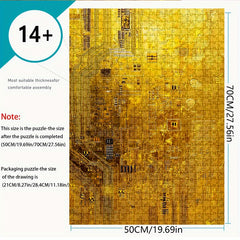 1000pcs DIY Puzzle Klimt Inspired Golden Circuit 50 04x70 Thick & Durable Paper