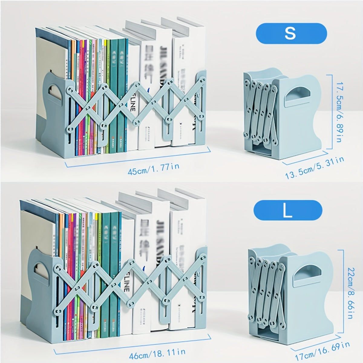Retractable Book Stand With Pen Holder Desktop Book Storage Rack
