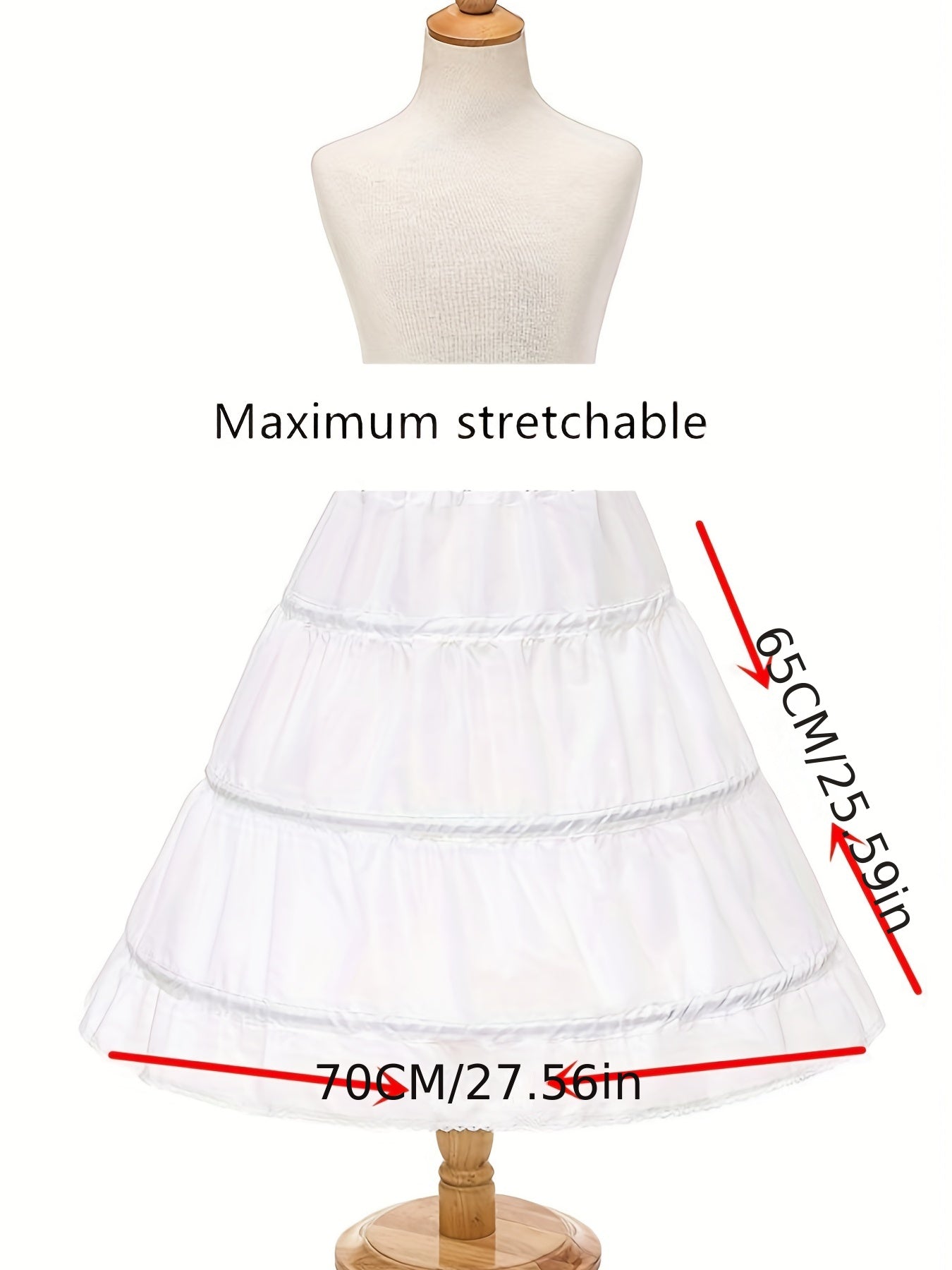 Girls Princess Skirt With 3 Hoops Supporter Long Skirt