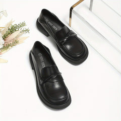 Women's Chunky Loafers Round Toe Slip On Shoes