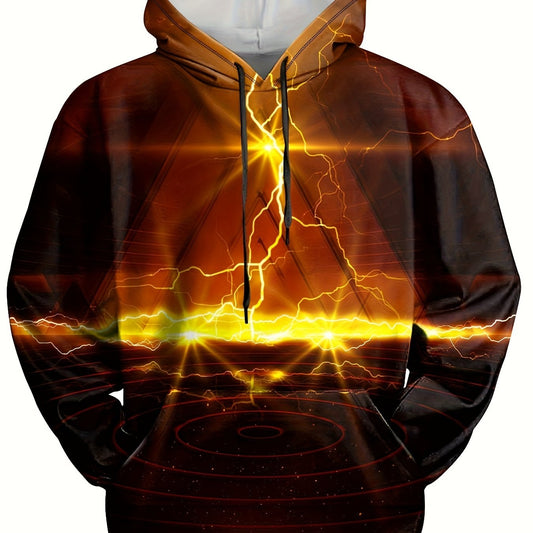 Lightning Print Hoodies For Men - Comfy Loose Hooded Pullover