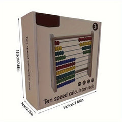 Colorful Wooden Abacus with 10 Bead Rows Math Education Play Educational Toy