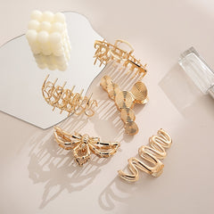 Golden Metal Hair Claw Clips For Women Strong Hold Hair Clamps