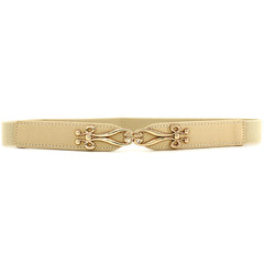 Geometric Flower Buckle Belt Elastic Thin Waistband Vintage Women Coat Belts