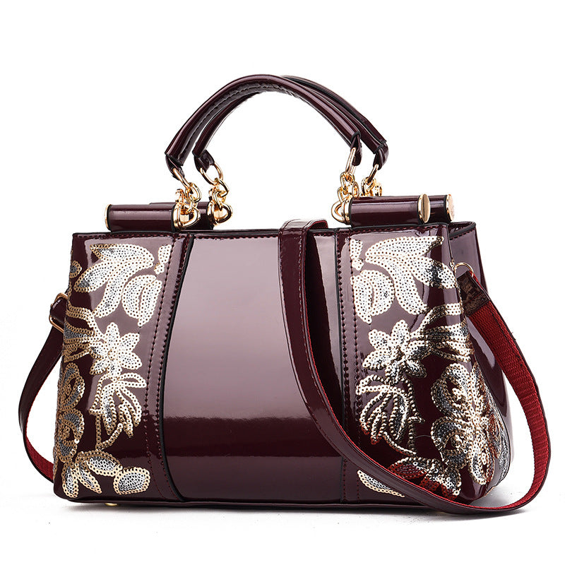Bridal Wedding Purse Patent Handbag Large Capacity Shoulder Bag