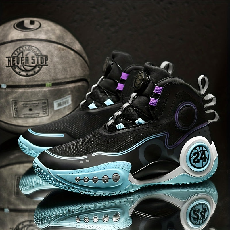 Men's Basketball Shoes with Rotating Buckle Non Slip Sneakers