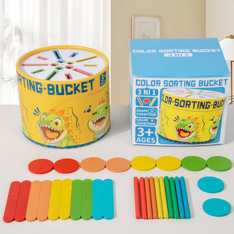 Wooden Sorting & Shape Matching Puzzle with 10 Sticks & Discs