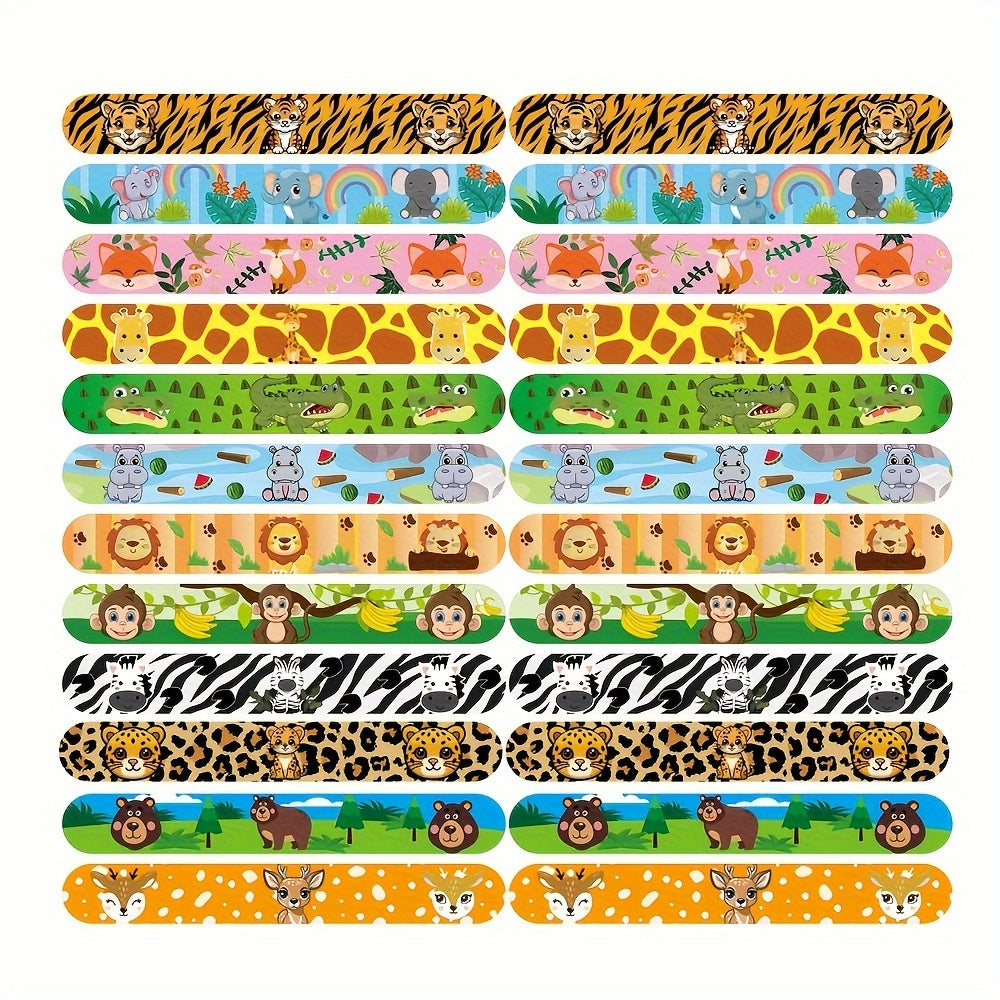 12Pcs Safari Slap Wristbands Animal Print Favors for Party Supplies