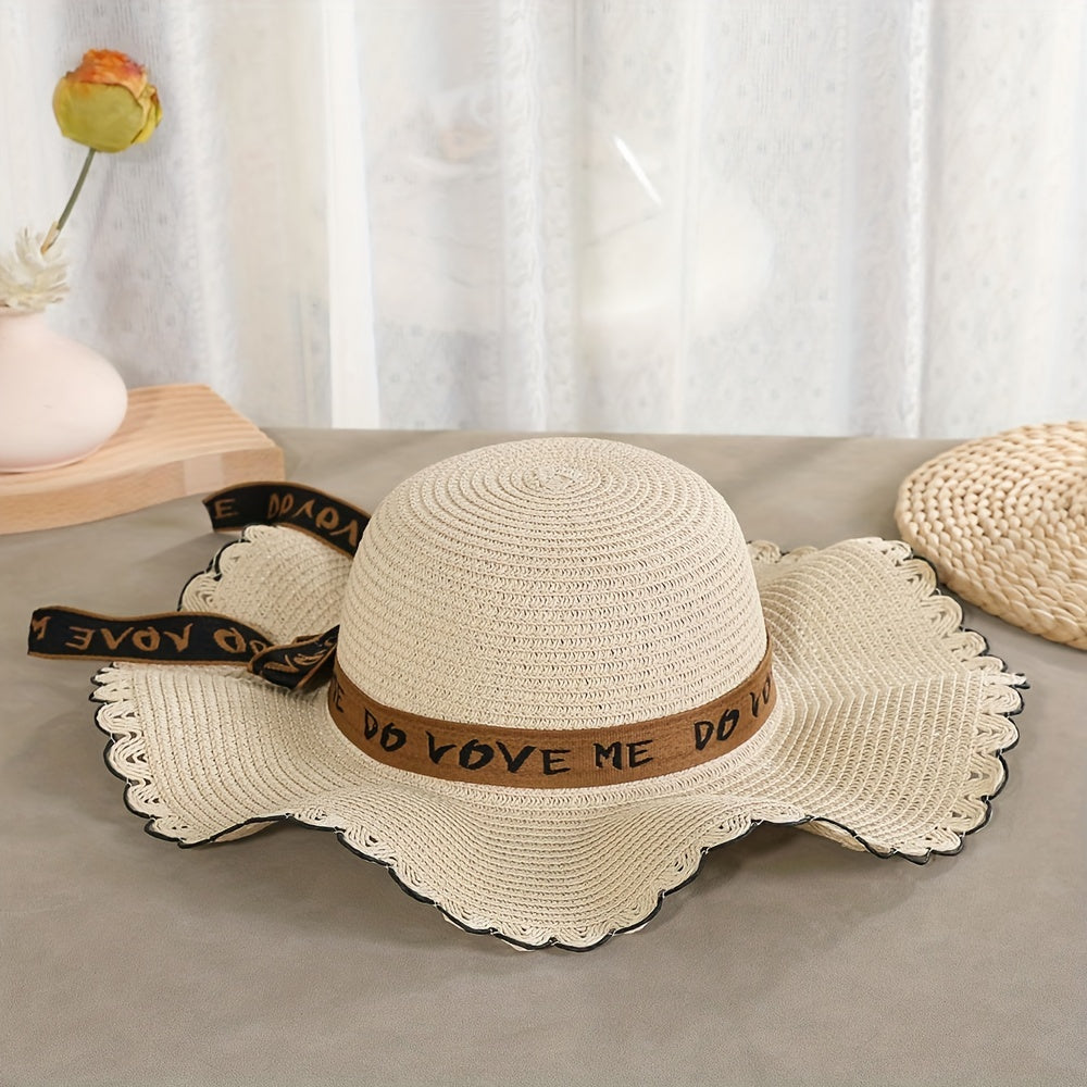 Ruffles Floppy Straw Hat Summer Sunscreen Travel Beach Hats for Women