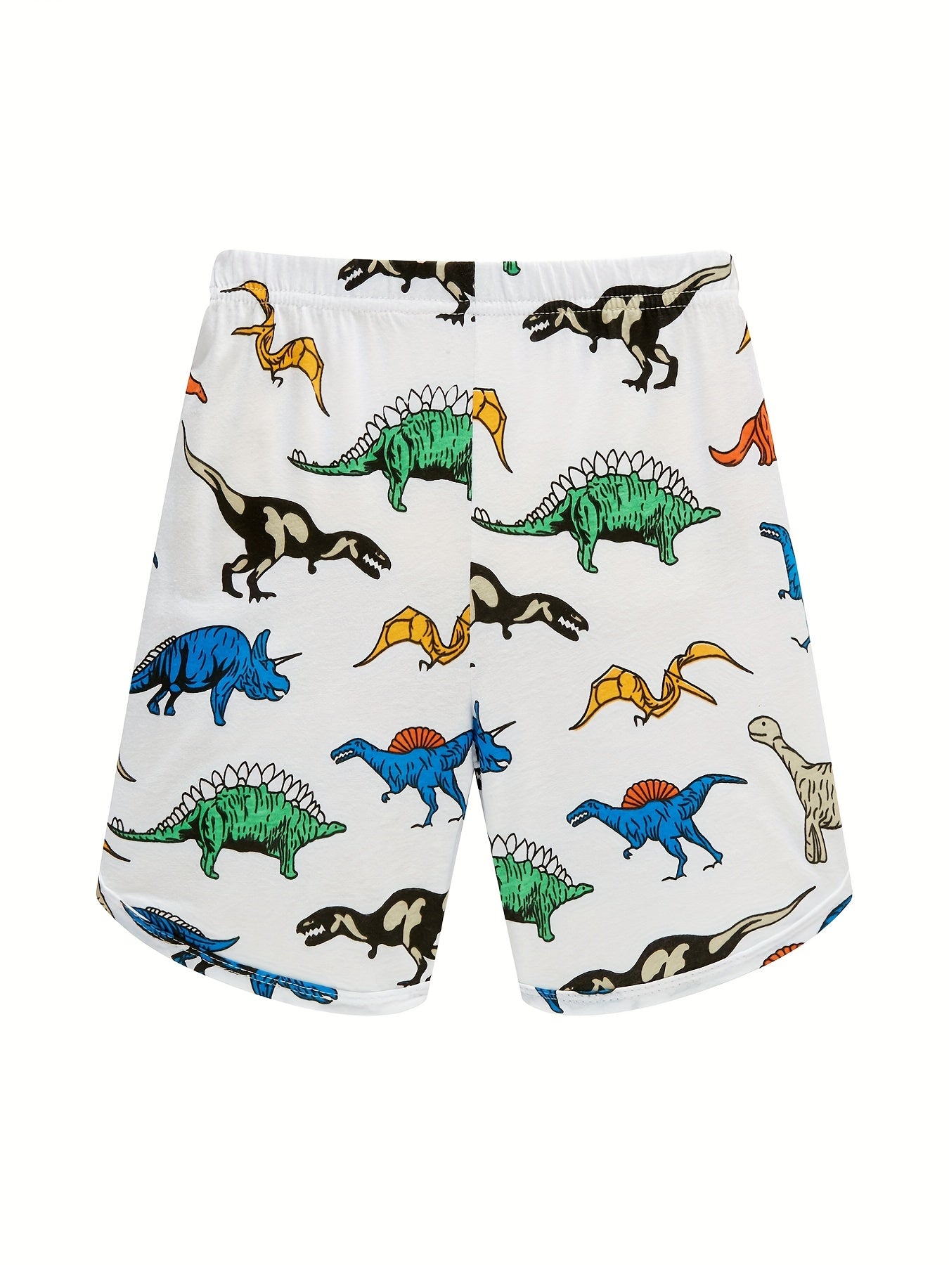 Boys Dino Print Pajamas Set Short Sleeve Top & Shorts