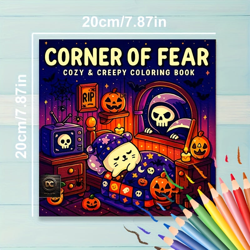 Halloween Coloring Book - Spooky Theme Illustrations - Family Fun Activity