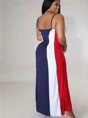  Colorblock Stretch Maxi Cami Dress