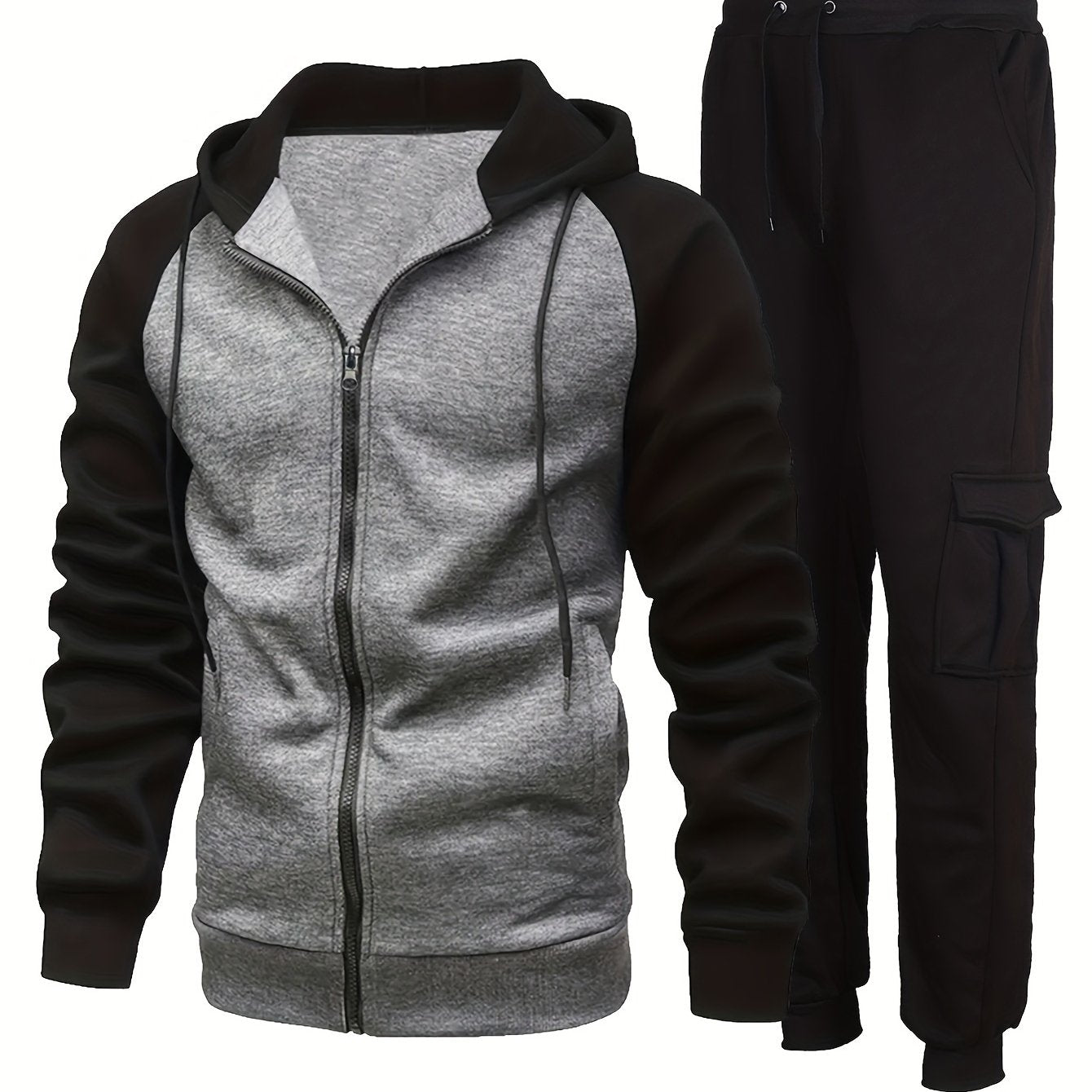 Men's 2 Piece Hooded Jacket & Drawstring Sweatpants Set