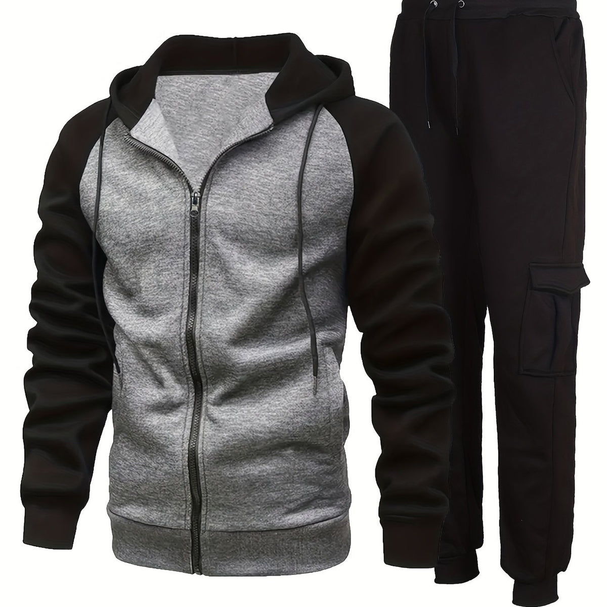 Men's 2 Piece Hooded Jacket & Drawstring Sweatpants Set