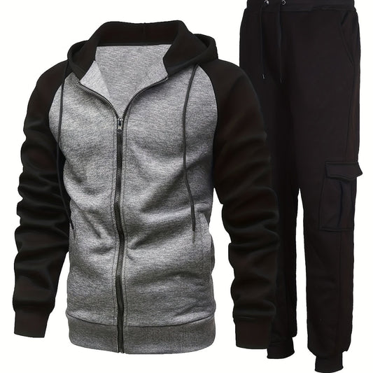 Men's 2 Piece Hooded Jacket & Drawstring Sweatpants Set