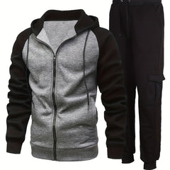 Men's 2 Piece Hooded Jacket & Drawstring Sweatpants Set