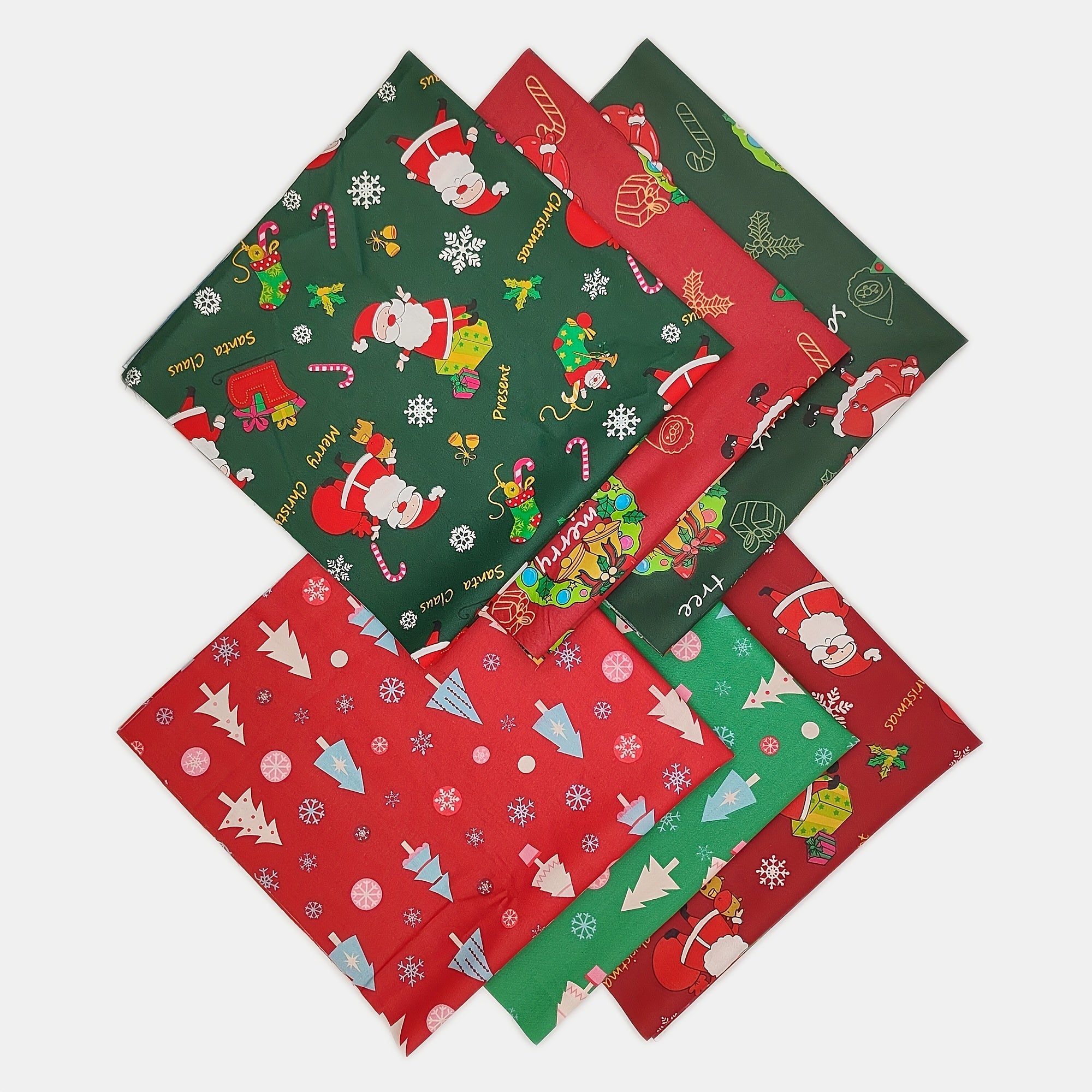 6pcs Christmas Series Twill Cloth Set for DIY Sewing Scrapbooking Quilting Craft