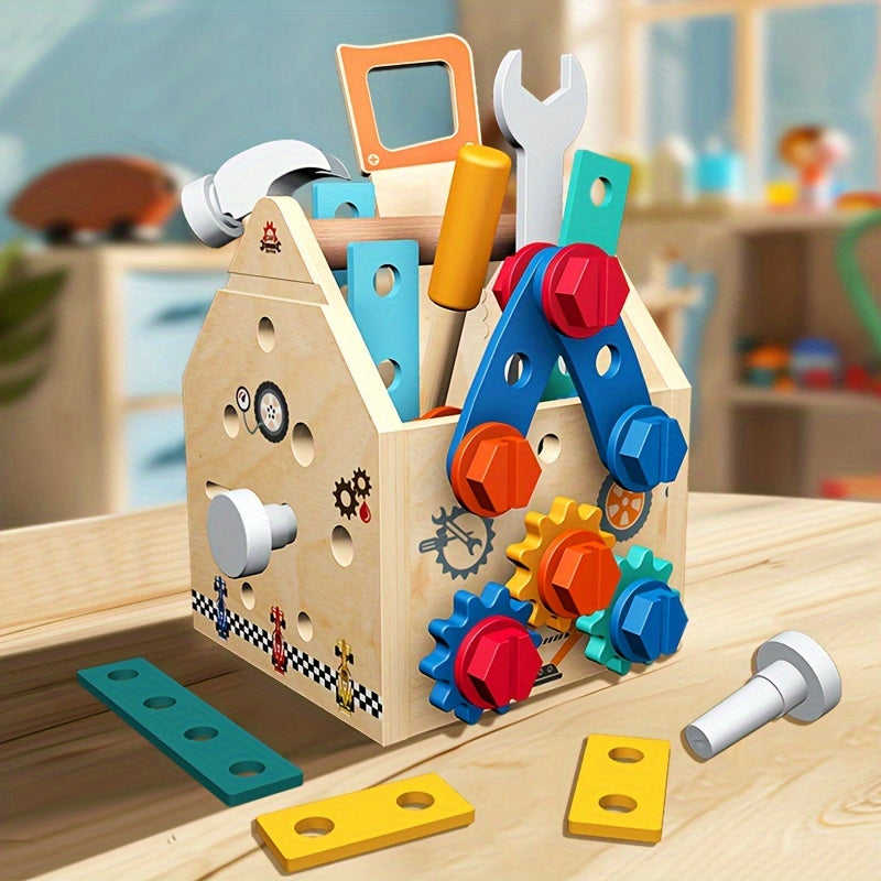 Wooden Repair Tool Kit Toy Building Blocks Gift