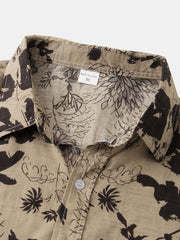Men's Leaf & Flower Graphic Short Sleeve Shirt for Summer