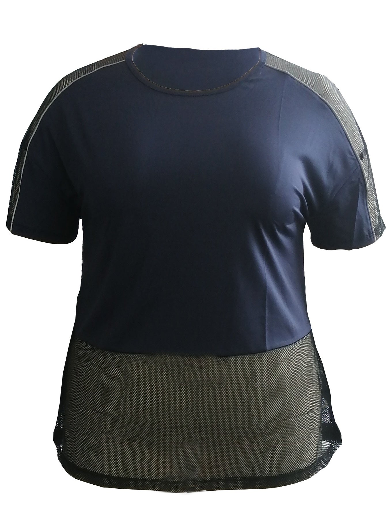  Colorblock Mesh Short Sleeve Fitness T-shirt