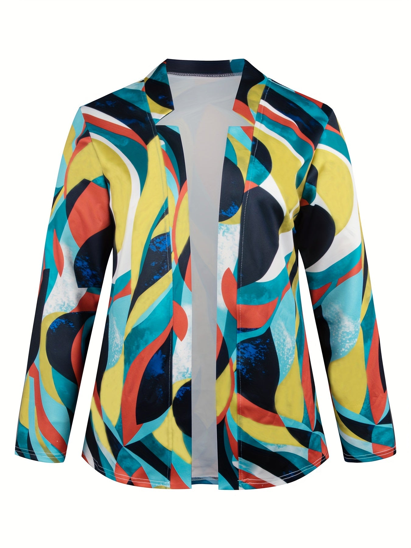 Women's Plus Allover Print Split Collar Blazer