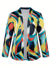 Women's Plus Allover Print Split Collar Blazer